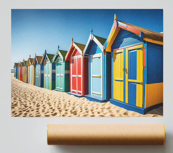 Blue And Yellow Beach Huts