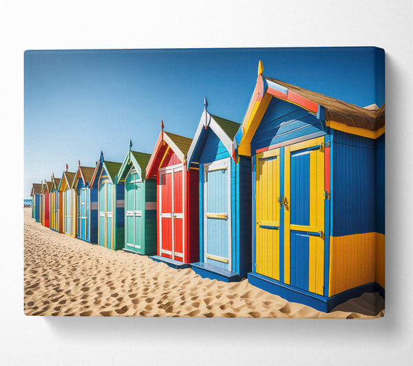 Blue And Yellow Beach Huts