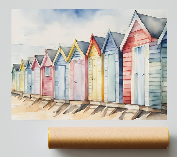 Beach Huts In Blue