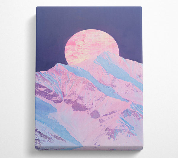 Pink Moon Over Mountains