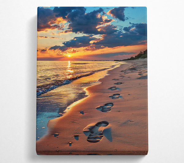 Golden Footprints At Sunset