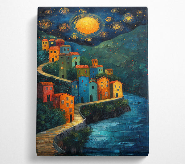 Golden Moonlit Village