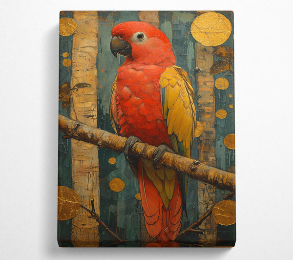 Crimson Parrot On Branch