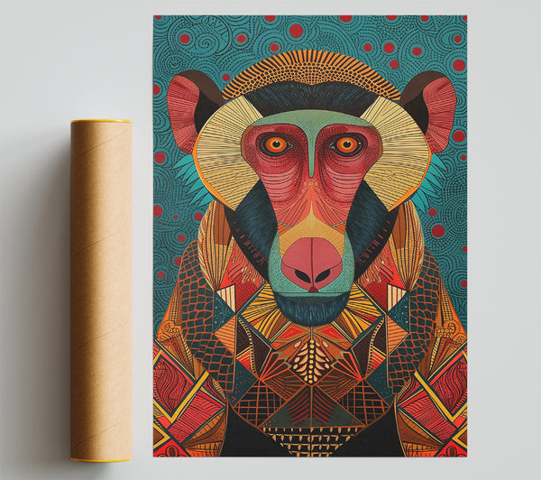 Red Geometric Baboon