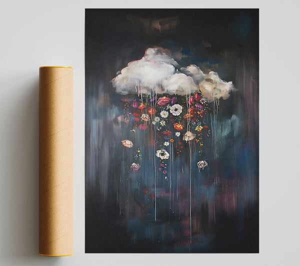 Blue Floral Raincloud