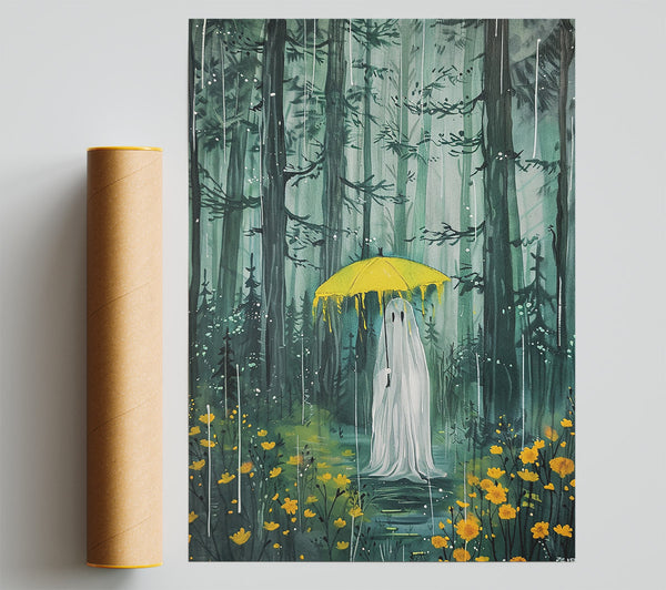 Yellow Umbrella In The Rain