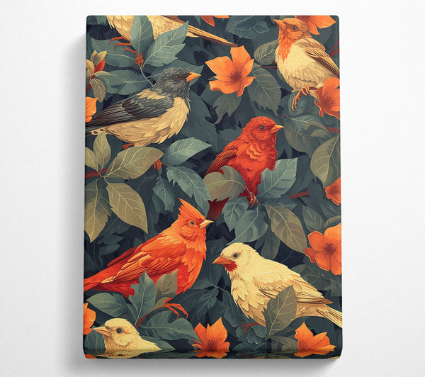 Orange Birds In Bloom