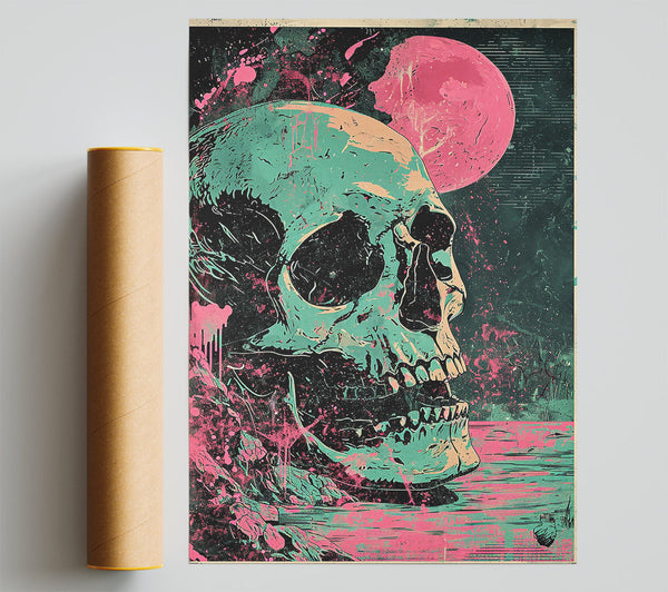 Teal Skull Sunset