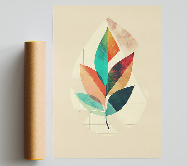 Teal Geometric Leaf