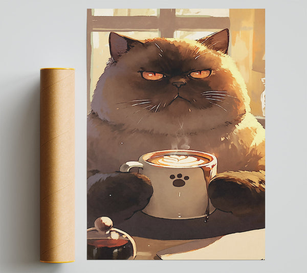 Brown Cat'S Coffee Break