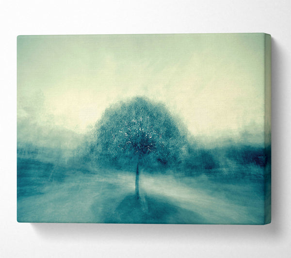 Teal Tree In Mist