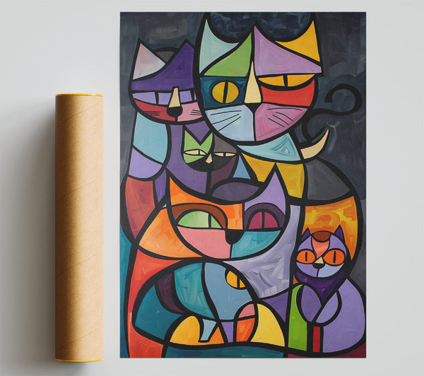 Orange & Purple Feline Friends