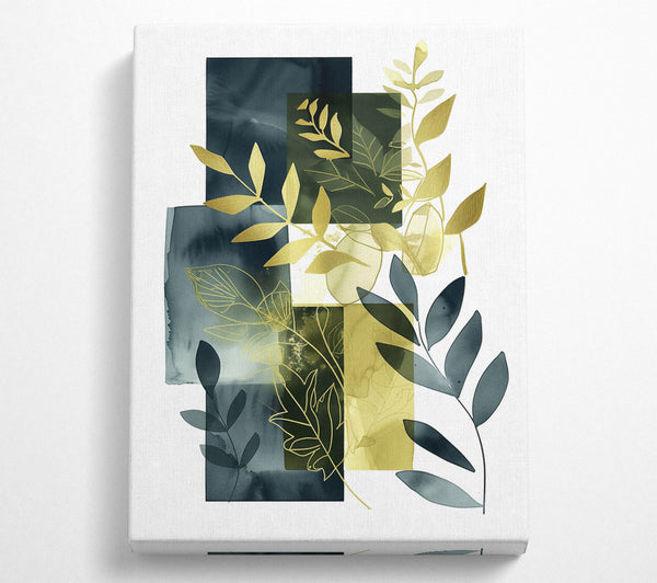 Golden Leaves In Teal