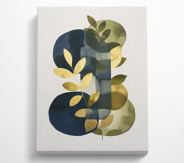 Golden Leaves On Navy Blue