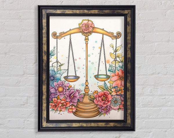 Libra Scales With Flowers