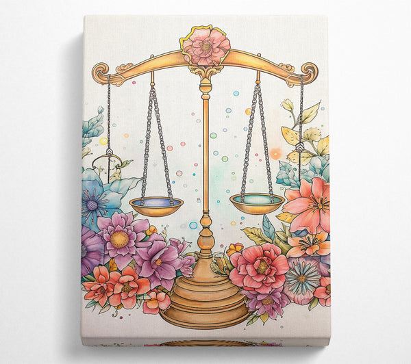 Libra Scales With Flowers