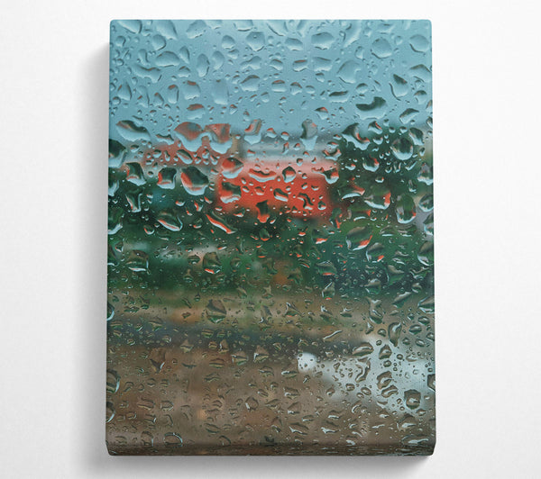 Red Raindrops On Glass