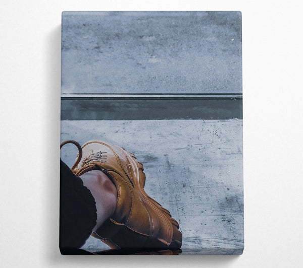 Tan Shoe On Grey Concrete