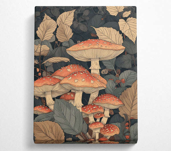 Mushrooms And Leaves