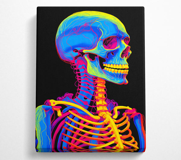 Neon Skeleton Skull Black