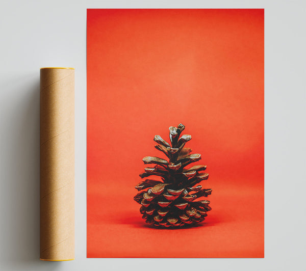 Red Background Pine Cone