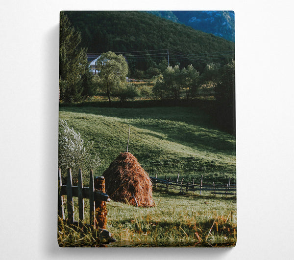 Golden Haystack In Green Fields