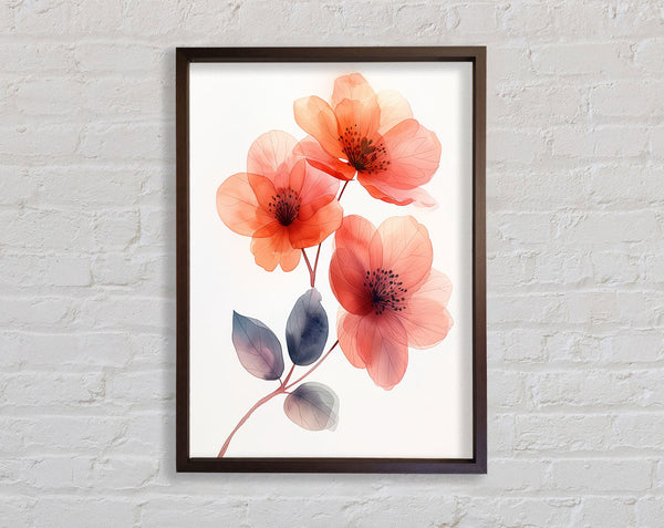 Pink Flowers On Walnut