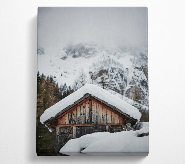 Brown Cabin In White Snow