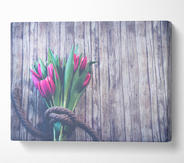 Pink Tulips On Wood