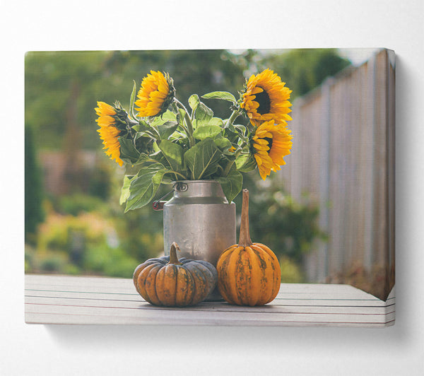 Golden Sunflowers And Pumpkins