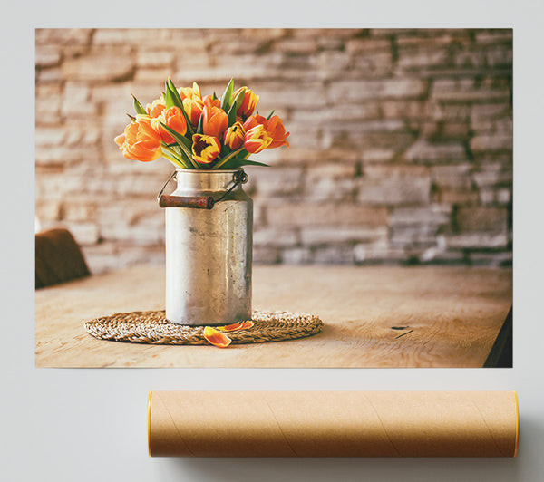 Orange Tulips In Tin