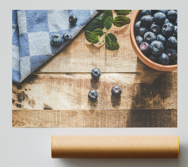 Blueberries On Blue Cloth