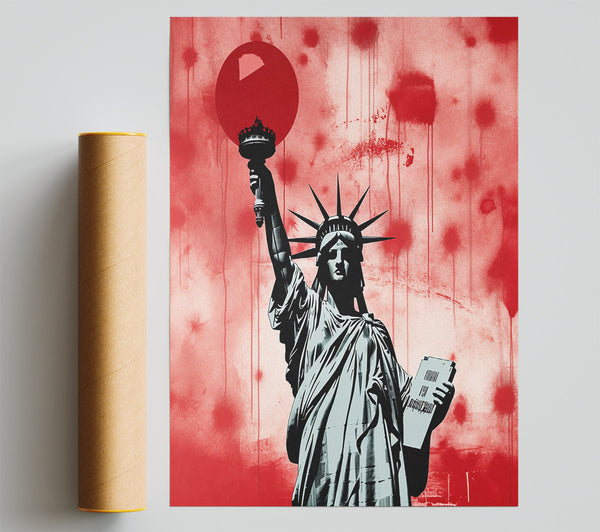 Statue Of Liberty Red Paint Art