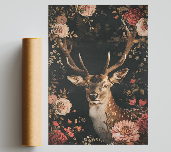 Deep Blush Bloom Deer