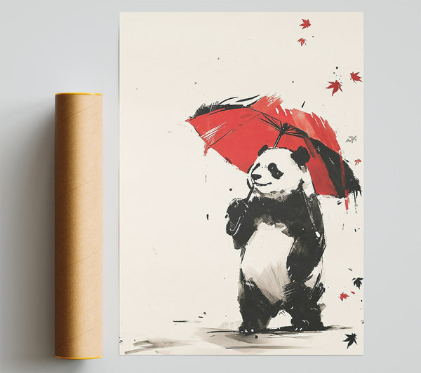 Crimson Panda Umbrella