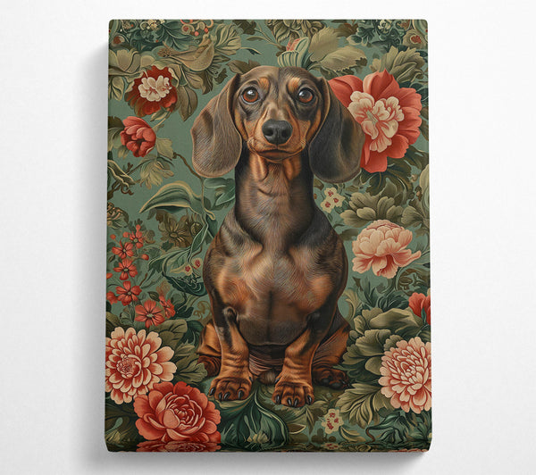 Red Floral Dachshund