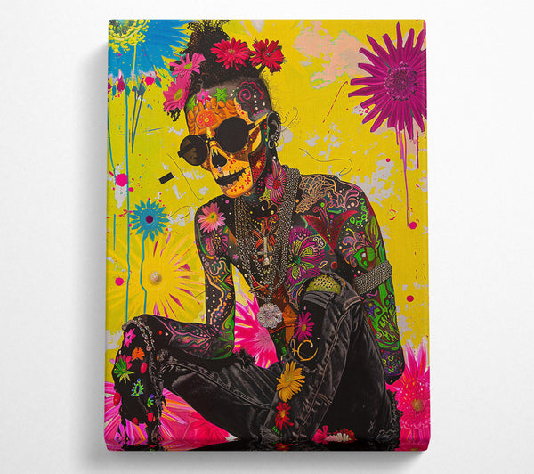 Yellow Floral Skull