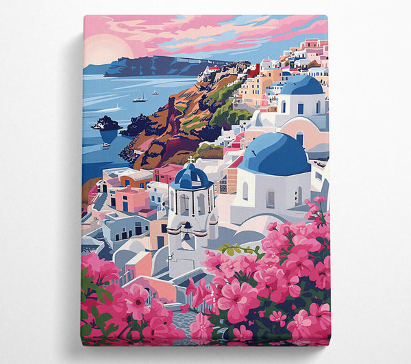 Pink Blooms Of Santorini