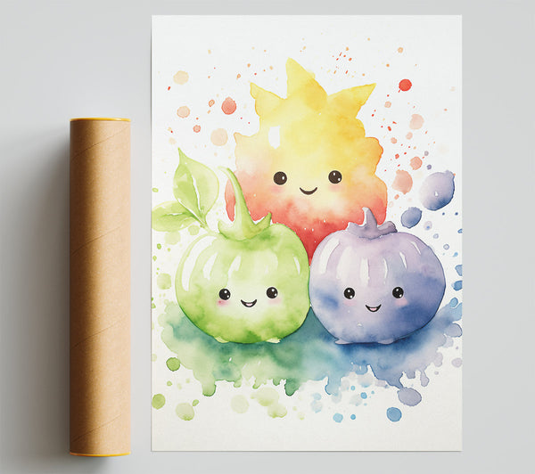 Watercolour Veggie Fruits