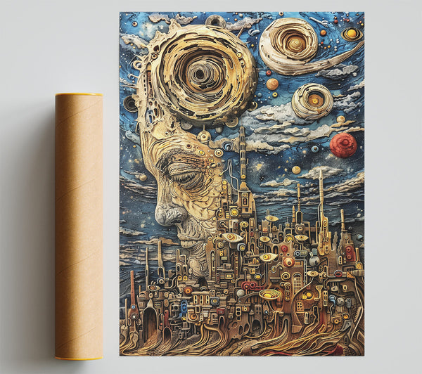 Golden Cosmic Cityscape