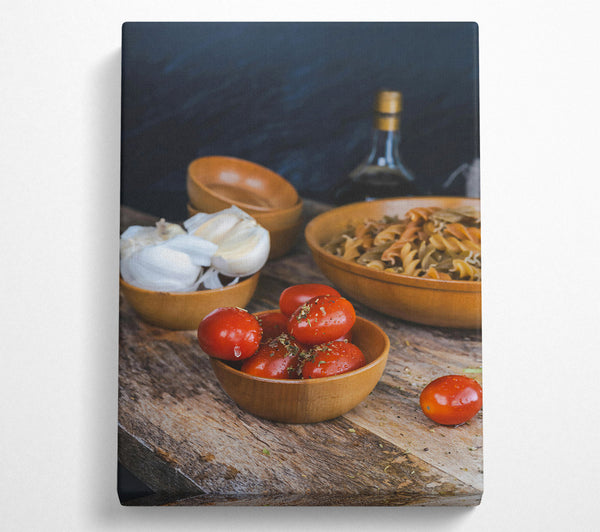 Red Tomatoes & Wooden Bowls