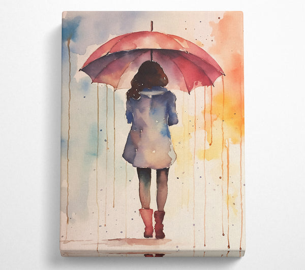 Woman With Umbrella Watercolour