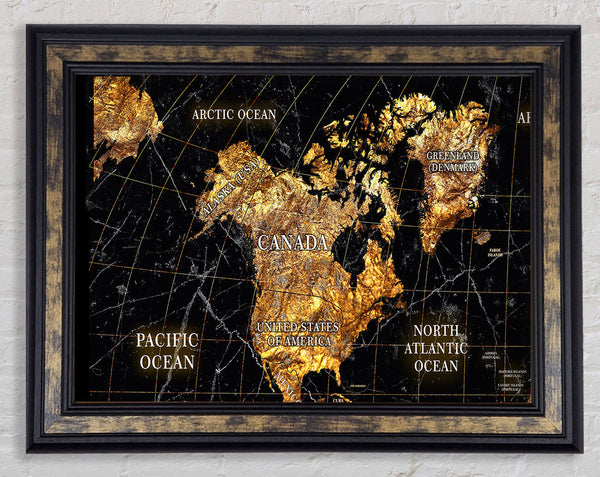 World Map Golden