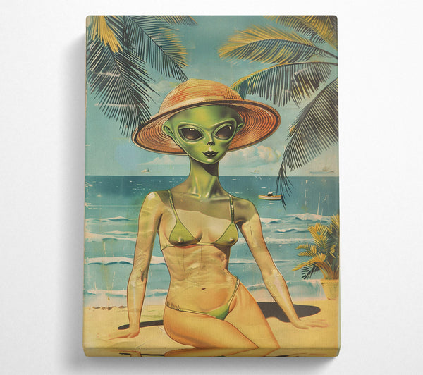 Green Alien Beach Day