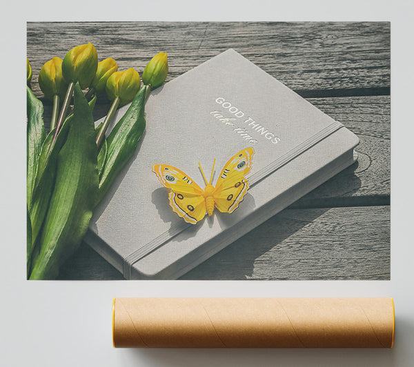 Yellow Butterfly And Book