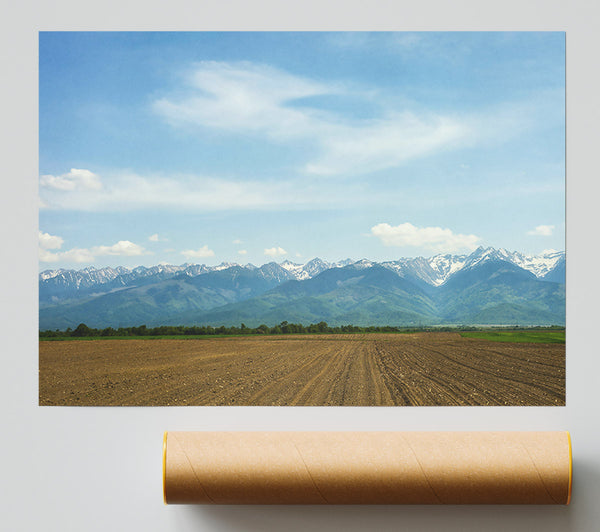 Brown Fields And Distant Peaks