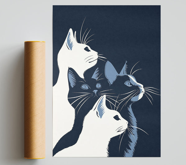 Midnight Blue Feline Trio