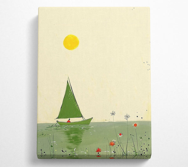 Green Sailboat Sunset