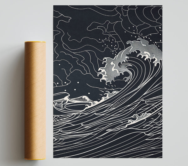 Black Ink Ocean Waves