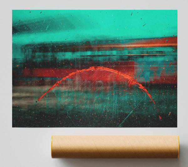 Red Streak On Teal Glass